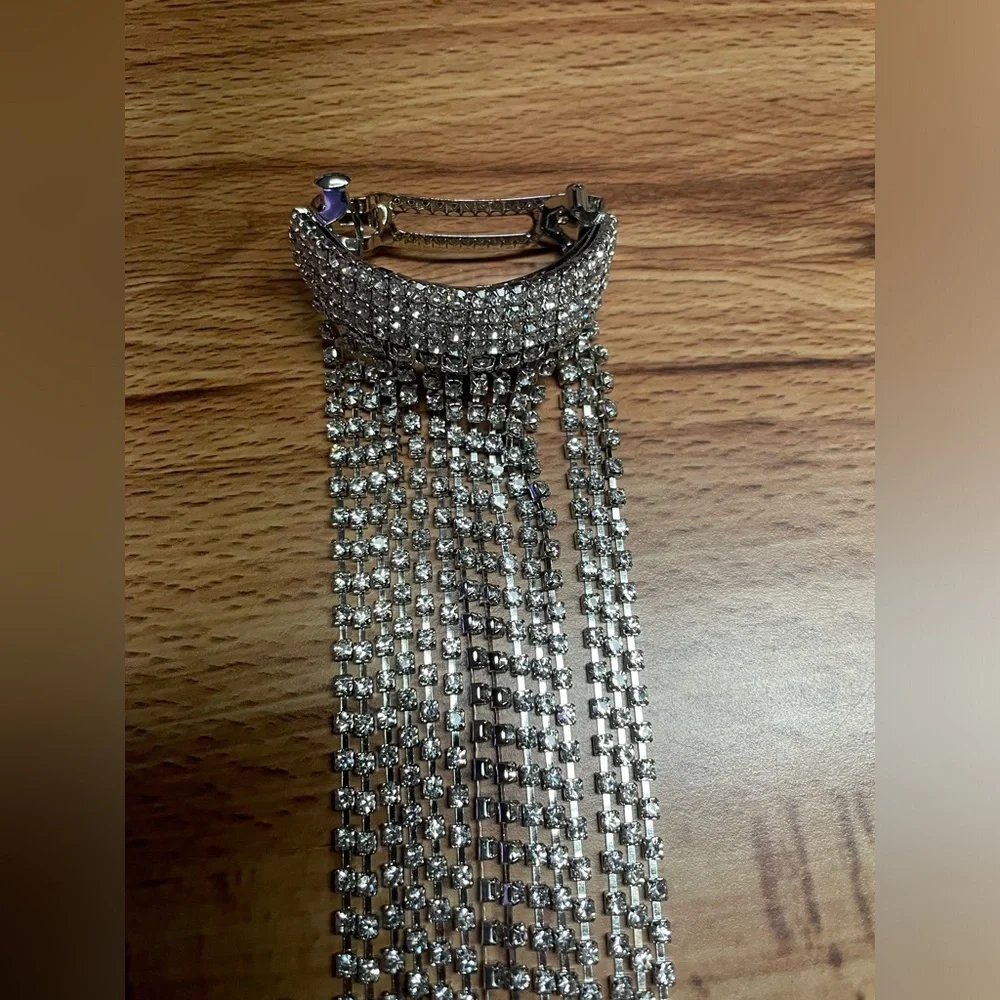 Long Rhinestone Fringe French Barrette